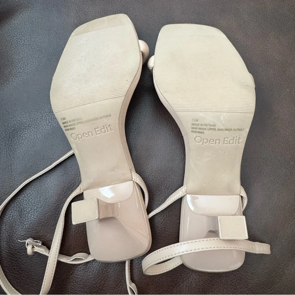 Open Edit Taytum Tan Ankle Strap Sandal New Size 7.5